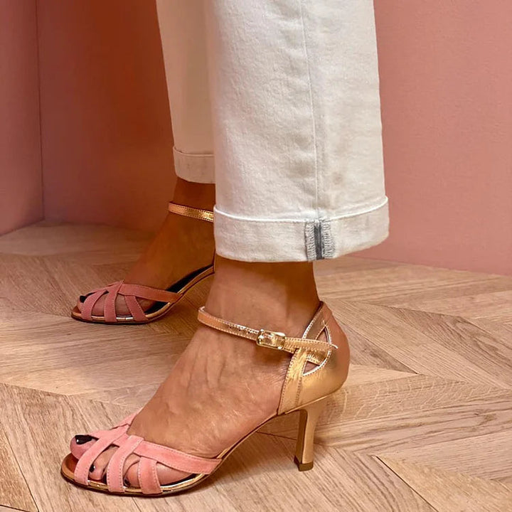 Nelia - Color Block Cut-Out Peep-Toe Stiletto Heels