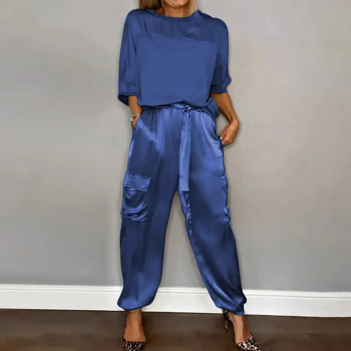 Zachte Satijnen Comfort Set met Halfwarme Trui en Broek