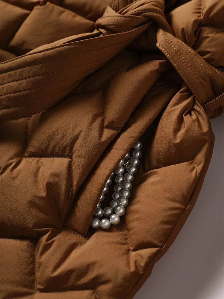 Francesca | Elegante donzen jas met riem