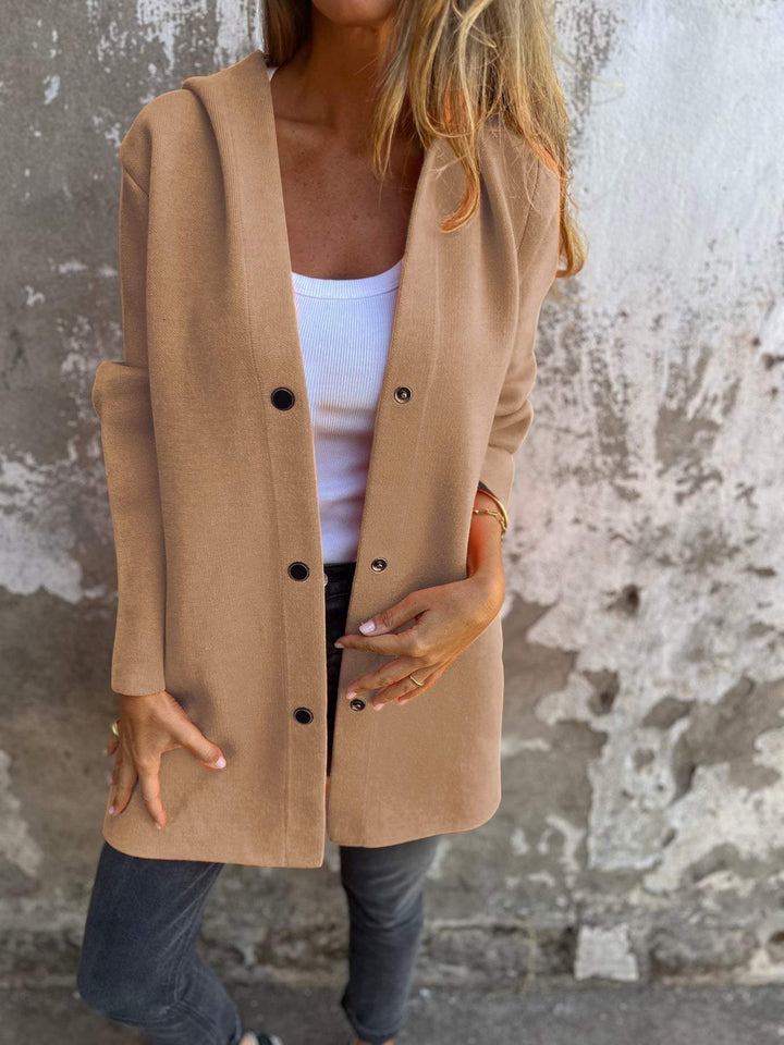 Mira | Casual enkelrijige jas met capuchon