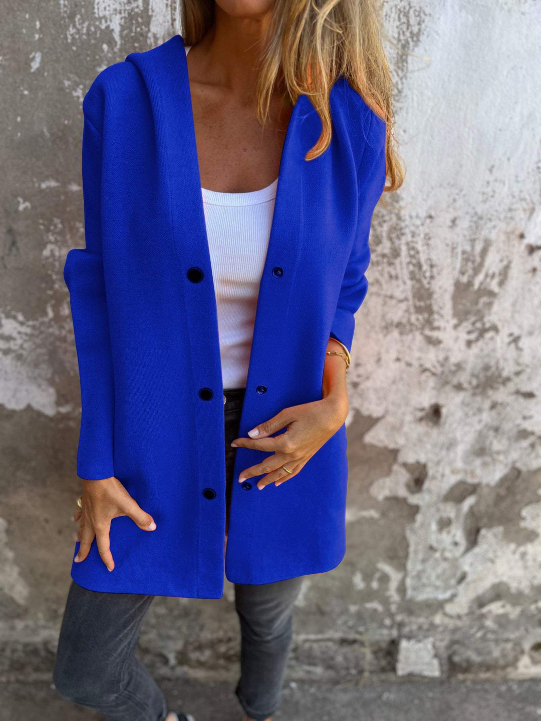 Mira | Casual enkelrijige jas met capuchon