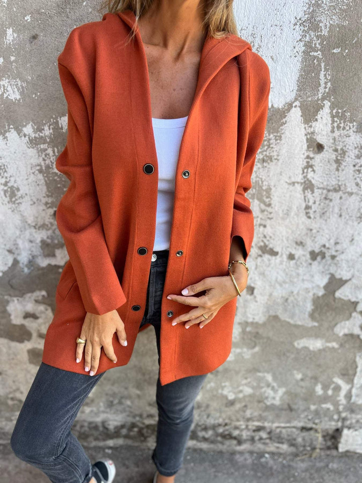 Mira | Casual enkelrijige jas met capuchon