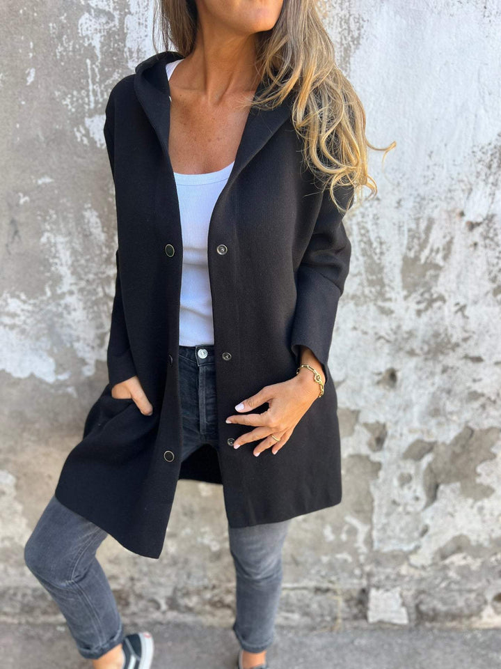 Mira | Casual enkelrijige jas met capuchon