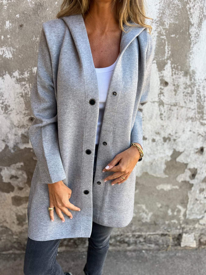 Mira | Casual enkelrijige jas met capuchon