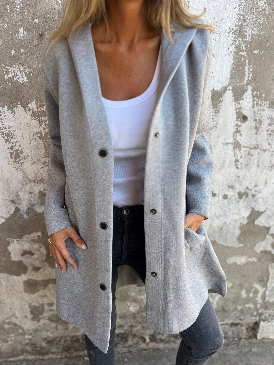 Mira | Casual enkelrijige jas met capuchon