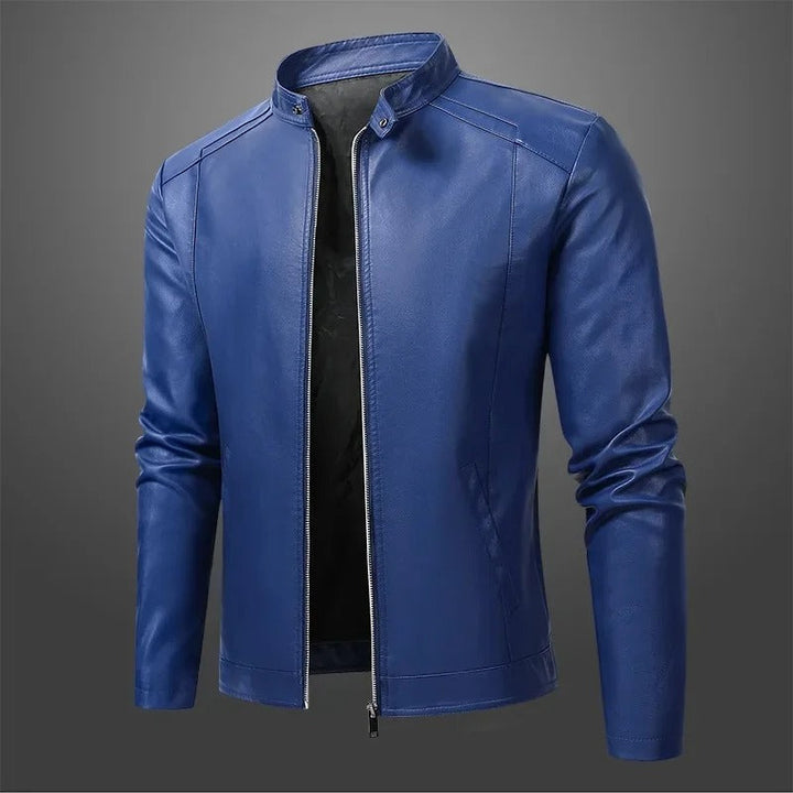 Elegant men's leather biker jacket